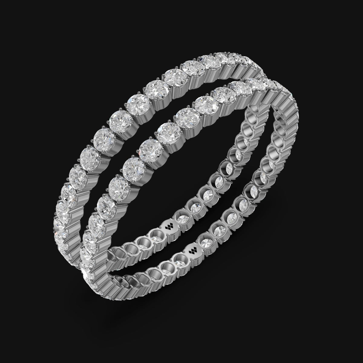 925 Silver Moissanite Diamond Bangle (Pair)