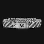 10MM Iced Black & White Cuban Bracelet in 925 Silver with Moissanite Diamond