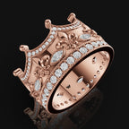 925 Silver Royal Crown Ring with Moissanite Accents – Regal Elegance for Everyday Kings