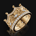 925 Silver Royal Crown Ring with Moissanite Accents – Regal Elegance for Everyday Kings