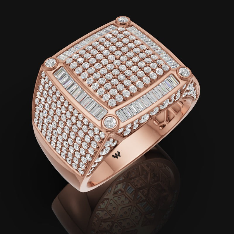 925 Sterling Silver Bold Square Designer Ring with Moissanite Diamond