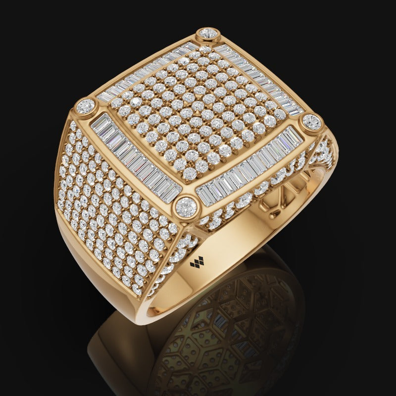 925 Sterling Silver Bold Square Designer Ring with Moissanite Diamond