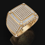 925 Sterling Silver Bold Square Designer Ring with Moissanite Diamond