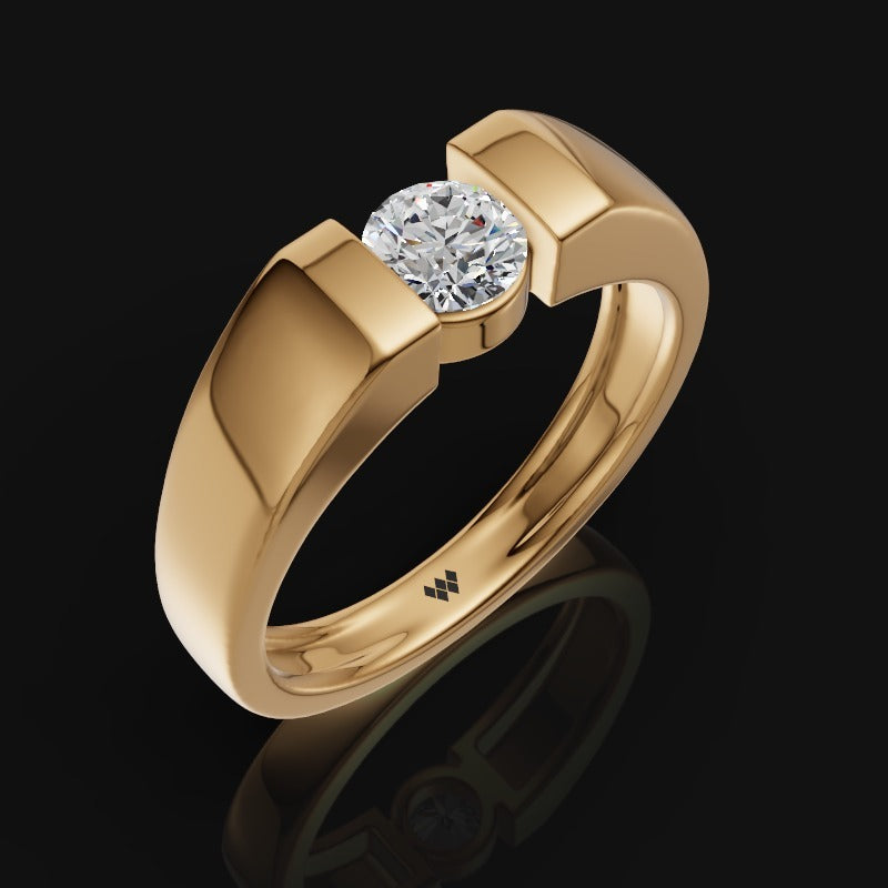 925 Sterling Silver Men's Solitaire Moissanite Diamond Ring