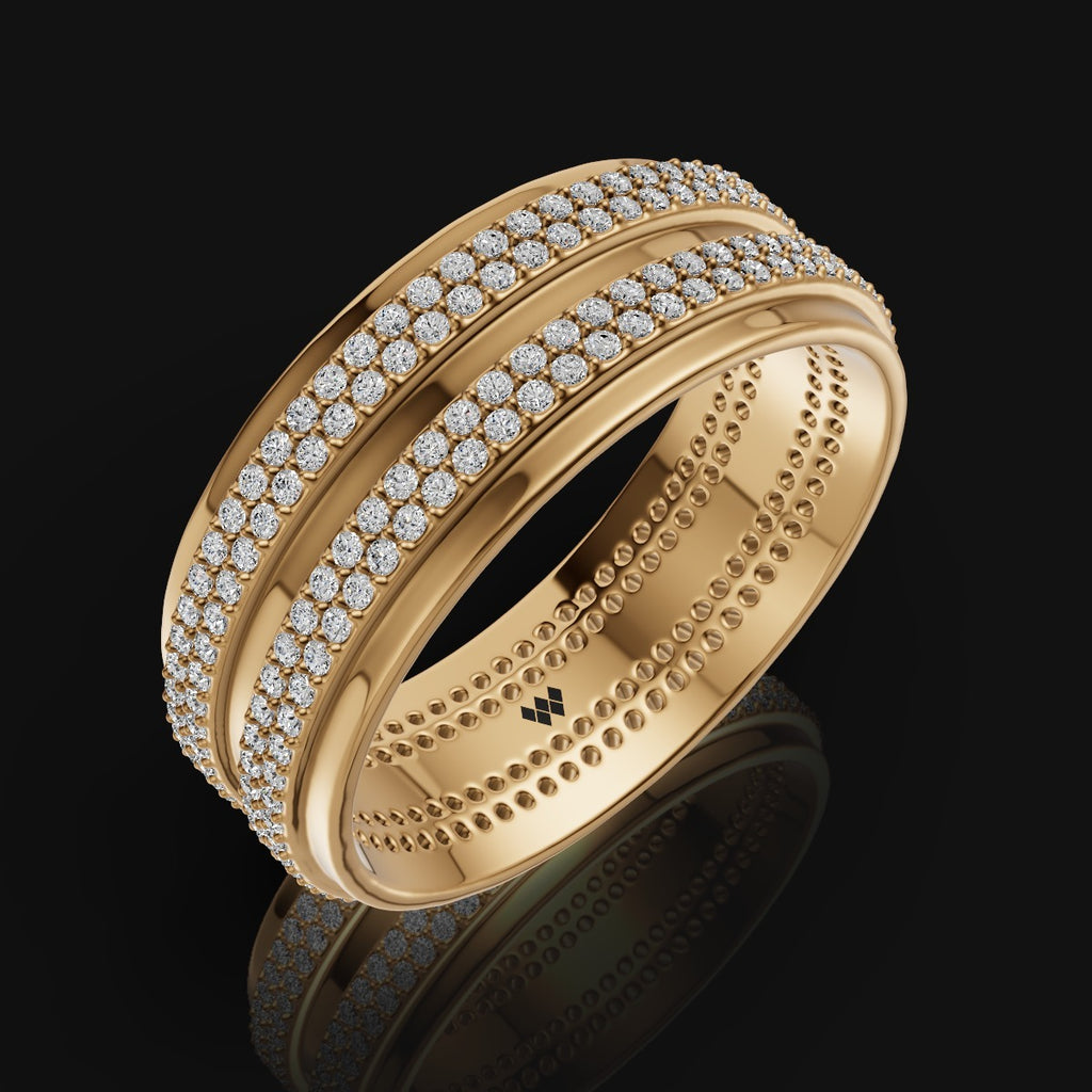 Double-Band Moissanite Diamond Ring in 925 Sterling Silver – Timeless Elegance for Him