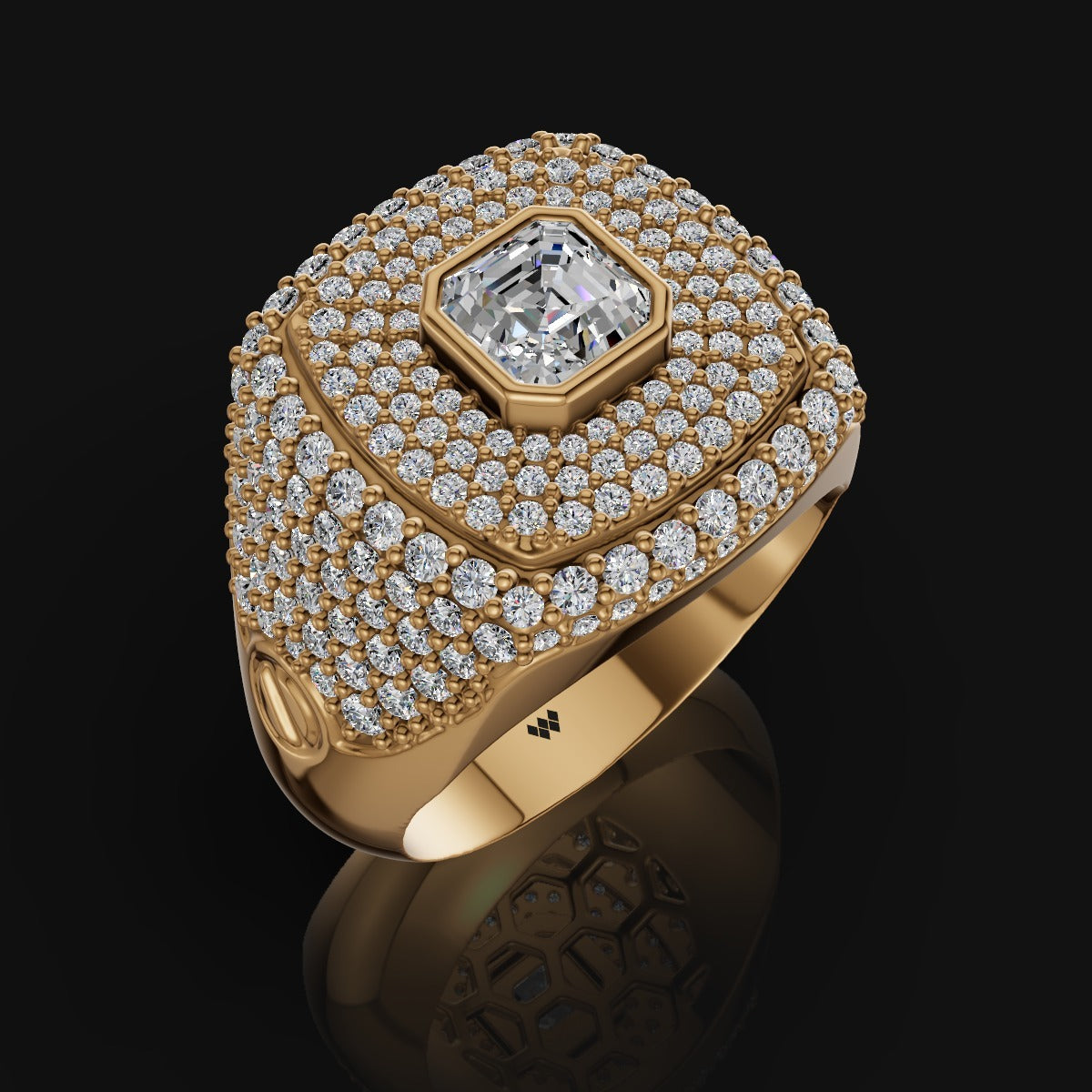 Iced Cushion-Cut Moissanite Ring in 925 Silver