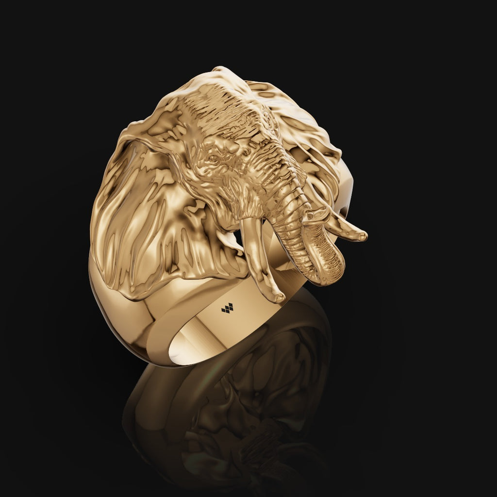 925 Sterling Silver Elephant Head Statement Ring – Bold & Majestic
