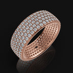 925 Sterling Silver 5-Line Moissanite Diamond Ring