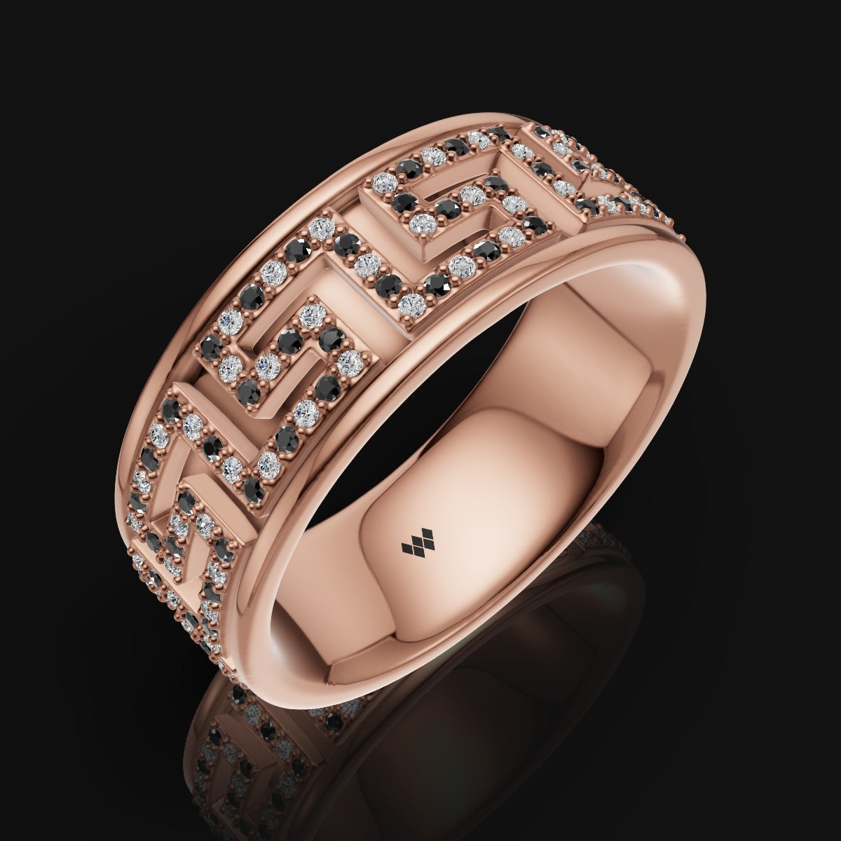 925 Sterling Silver Iced Moissanite Geometric Pattern Band Ring