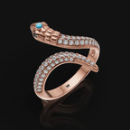 925 Sterling Silver Snake-Inspired Moissanite Diamond Ring