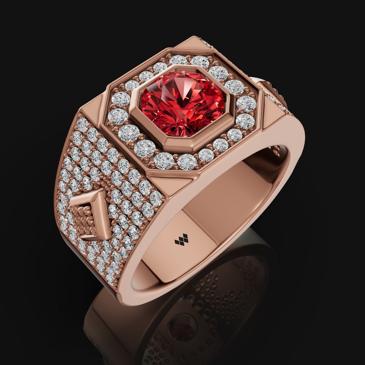 925 Silver Brilliance with Blood-Red Center Stone Ring