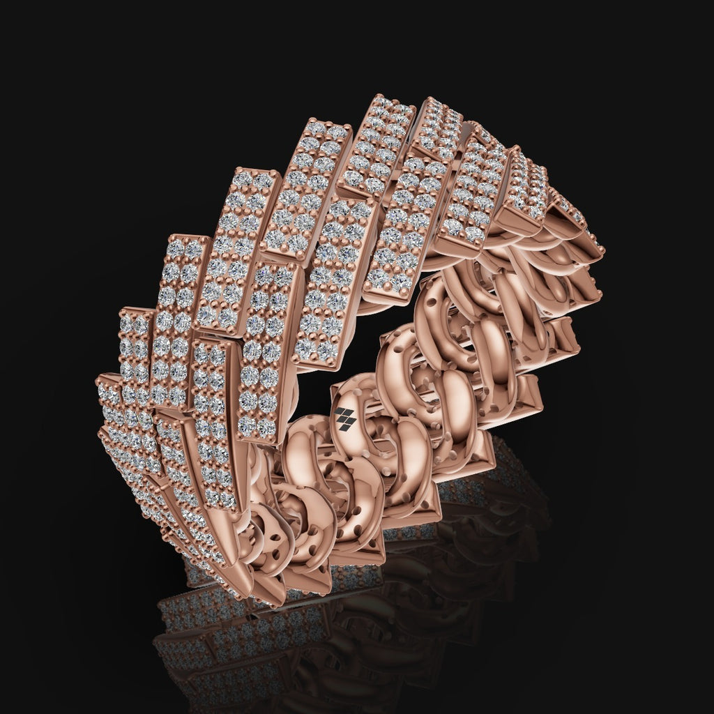 925 Sterling Silver Moissanite Diamond Cuban Ring