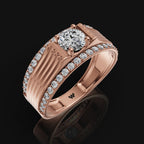 925 Sterling Silver Gents Ring with Horizontal Moissanite Detailing