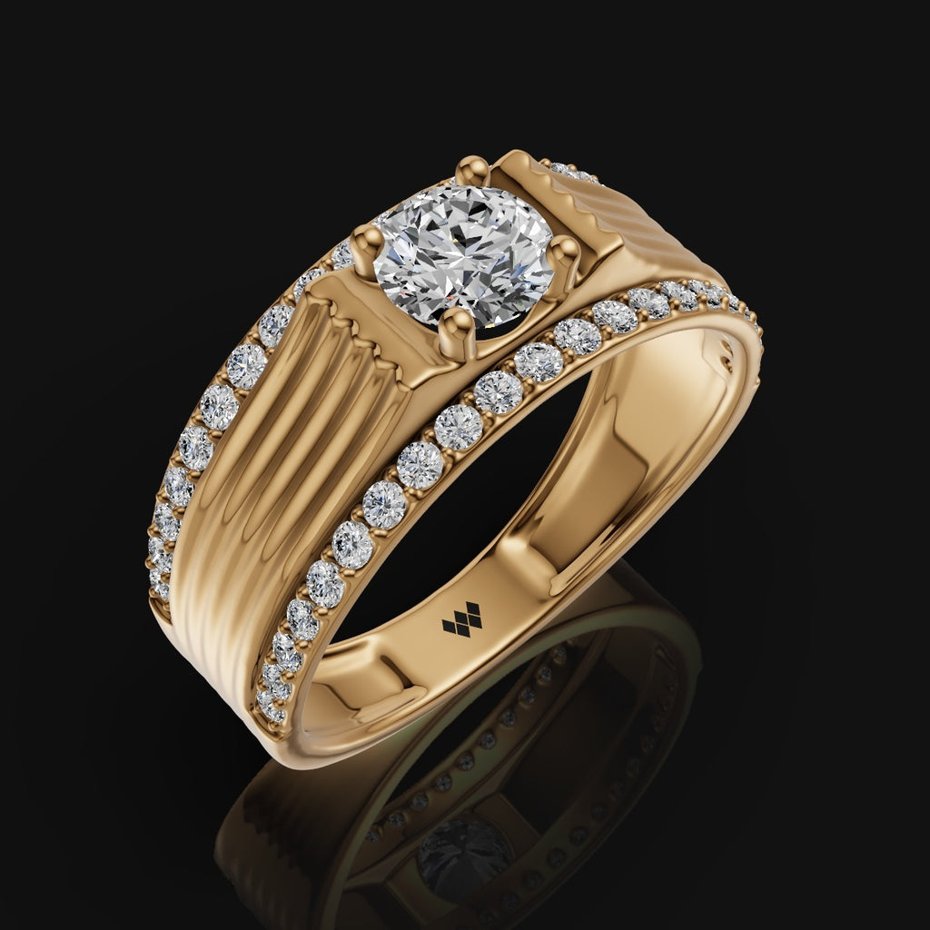 925 Sterling Silver Gents Ring with Horizontal Moissanite Detailing