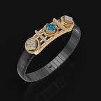 925 Silver Designer Bracelet with Blue Moissanite Center