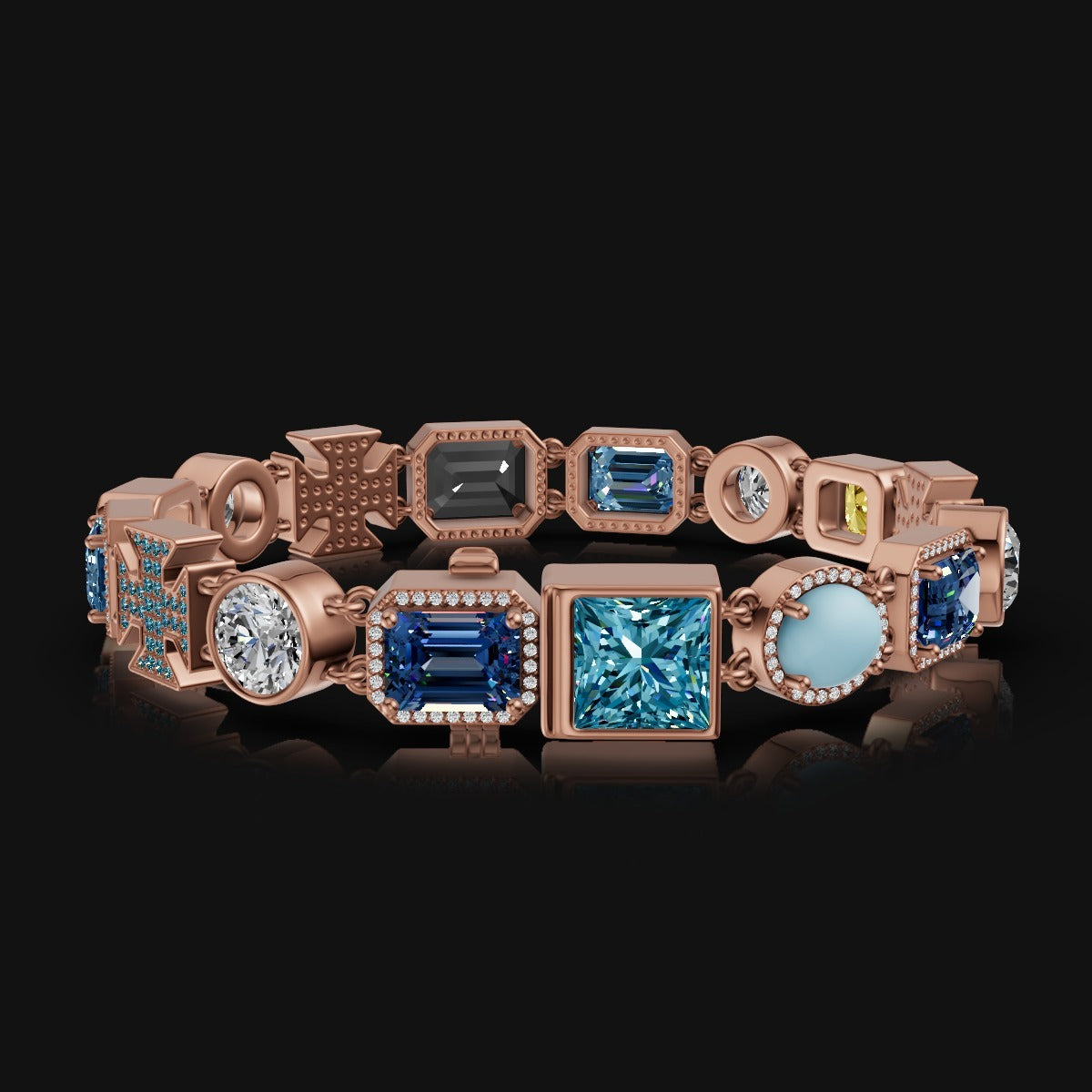 925 Sterling Silver Multicolor CZ & Moissanite Diamond Bracelet – Luxury in Every Hue