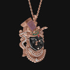 925 Sterling Silver Shreenathji Pendant with Moissanite Diamonds