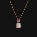 925 Sterling Silver Emerald Shape Moissanite Diamond Pendant