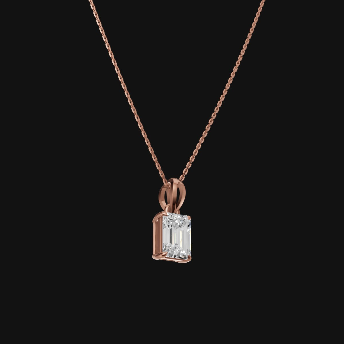 925 Sterling Silver Emerald Shape Moissanite Diamond Pendant