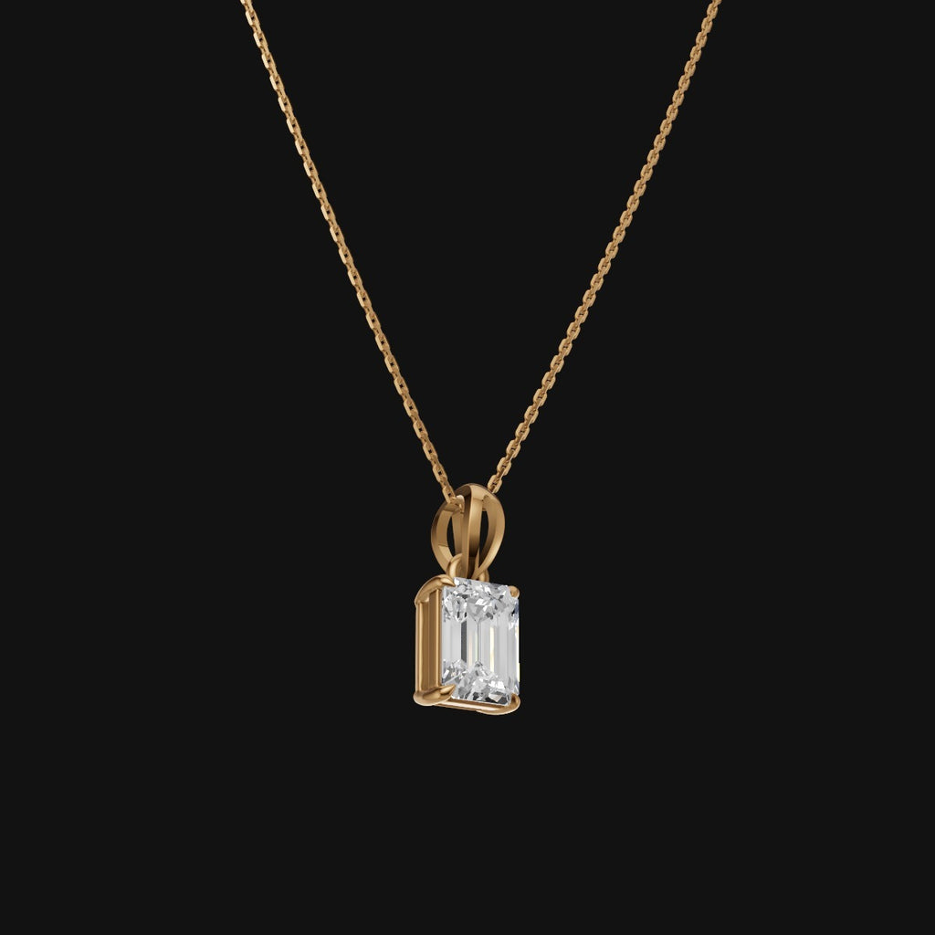 925 Sterling Silver Emerald Shape Moissanite Diamond Pendant