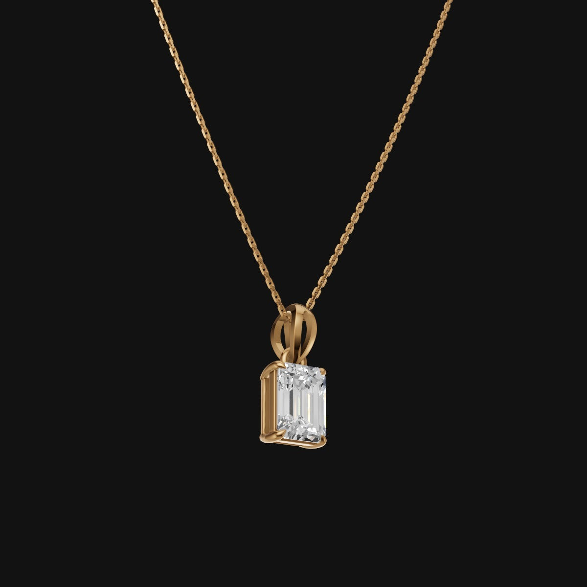 925 Sterling Silver Emerald Shape Moissanite Diamond Pendant