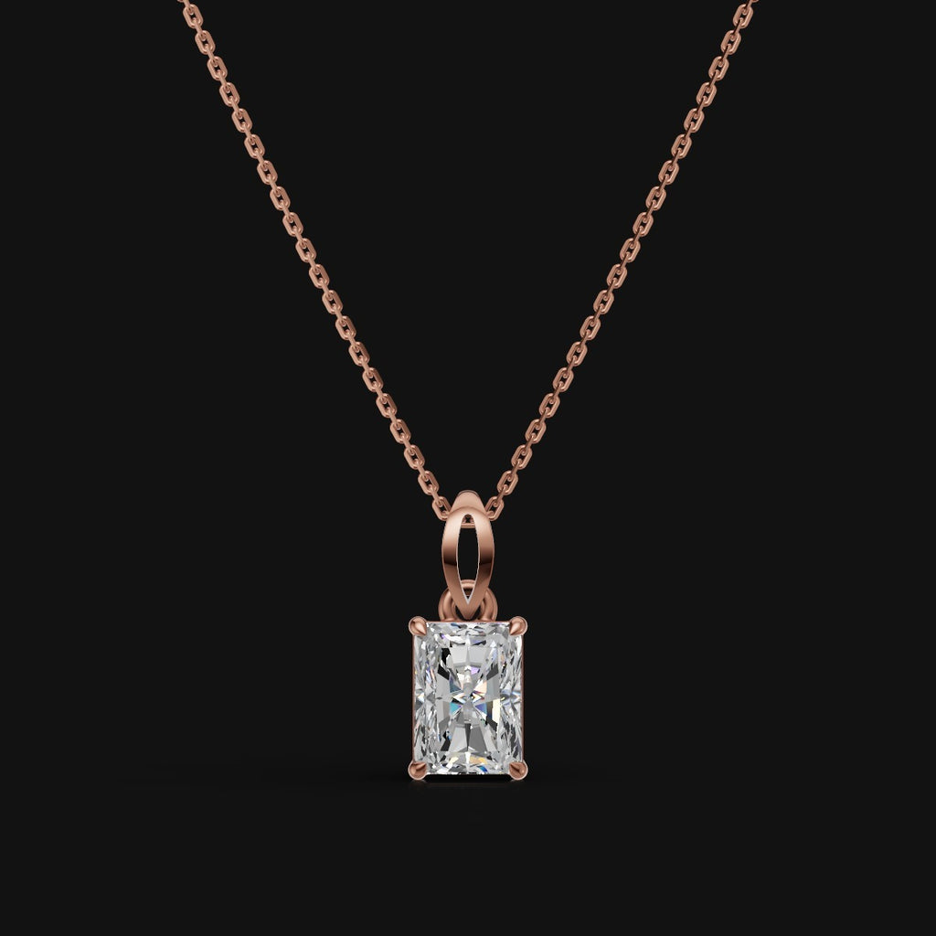 925 Sterling Silver Radiant Shape Moissanite Diamond Pendant