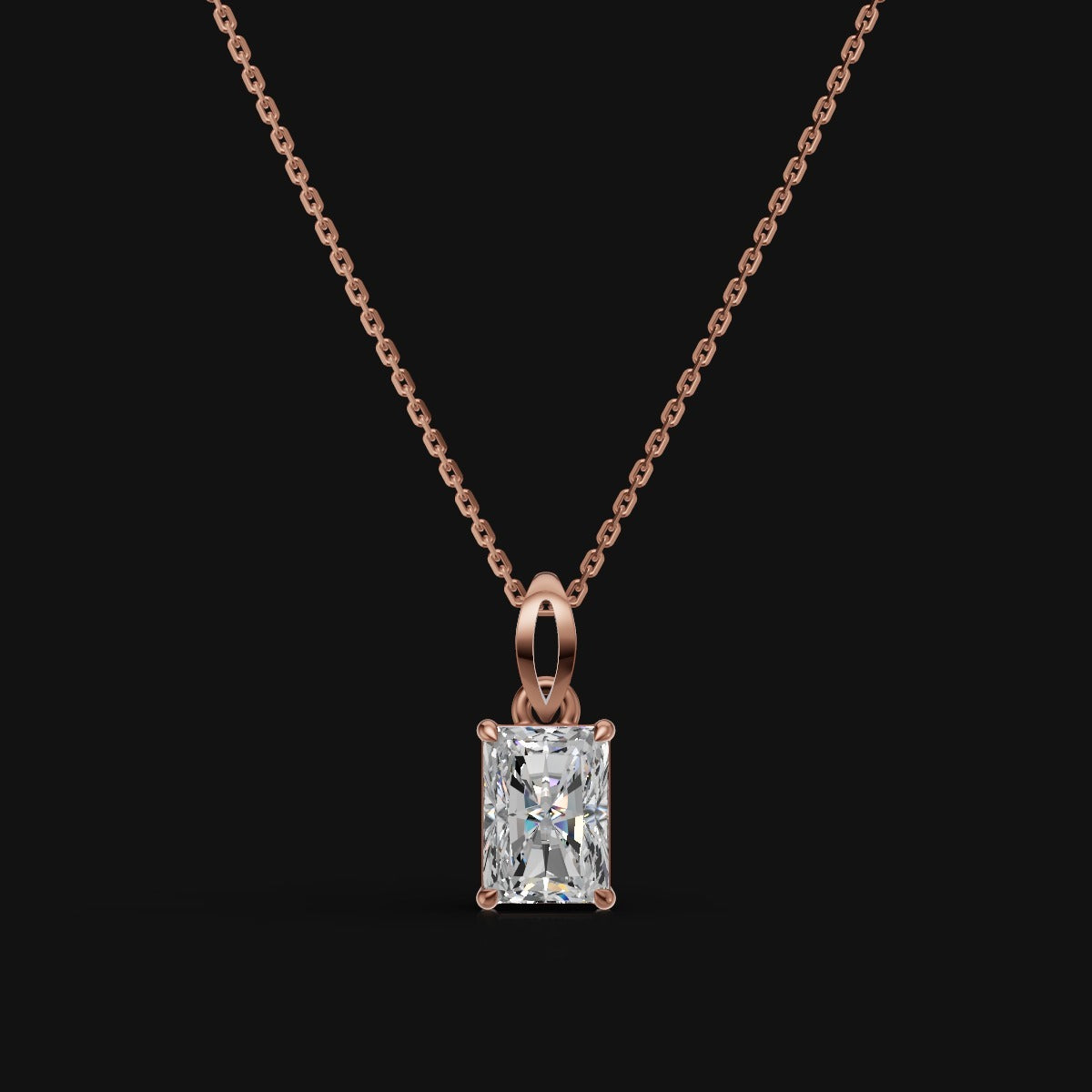 925 Sterling Silver Radiant Shape Moissanite Diamond Pendant