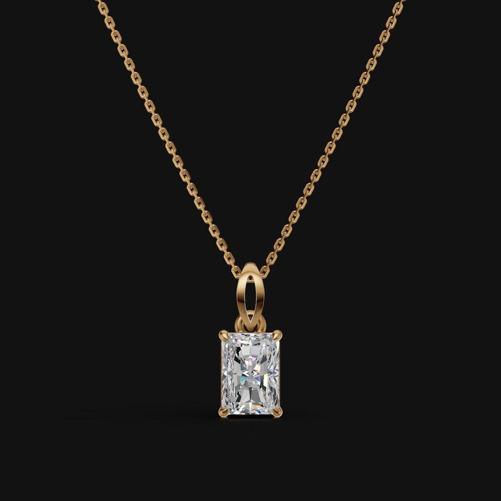 925 Sterling Silver Radiant Shape Moissanite Diamond Pendant