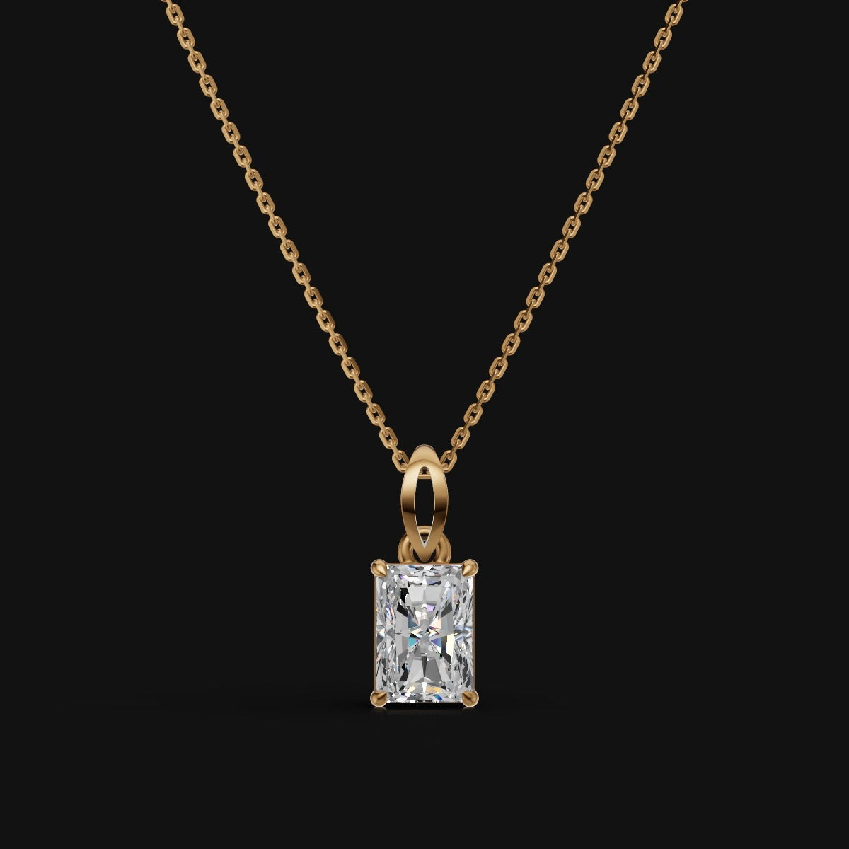 925 Sterling Silver Radiant Shape Moissanite Diamond Pendant