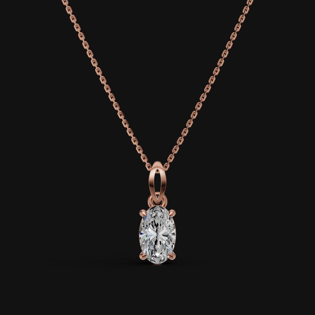 925 Sterling Silver Oval Shape Moissanite Diamond Pendant