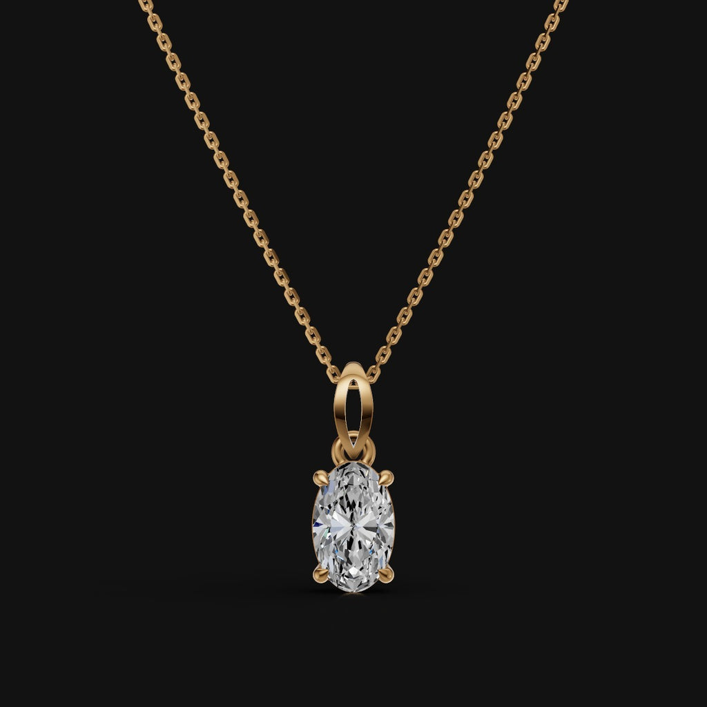 925 Sterling Silver Oval Shape Moissanite Diamond Pendant