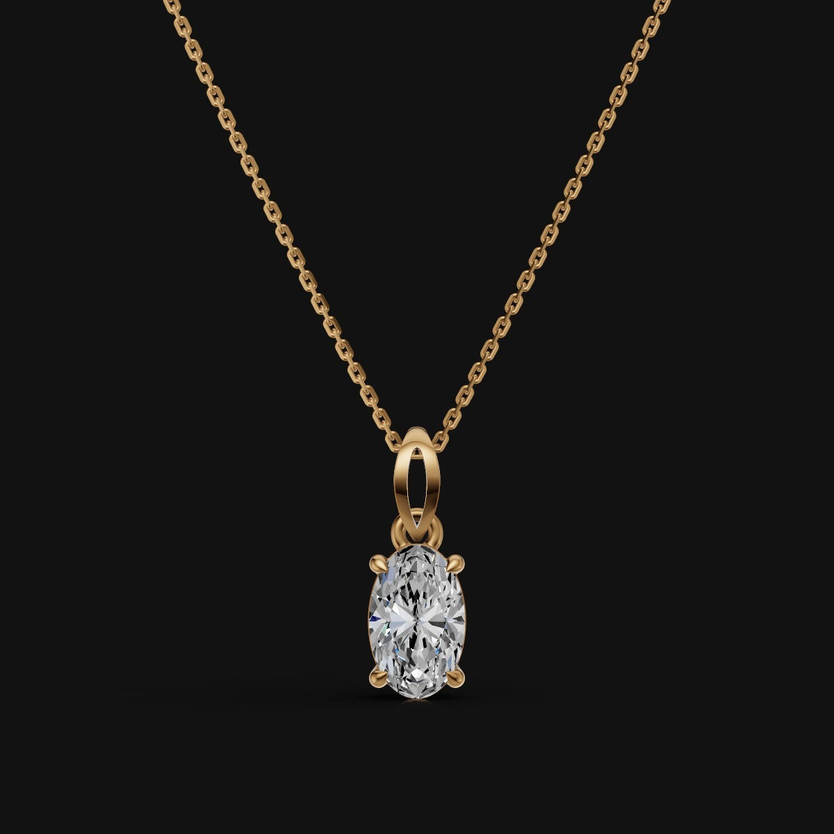 925 Sterling Silver Oval Shape Moissanite Diamond Pendant