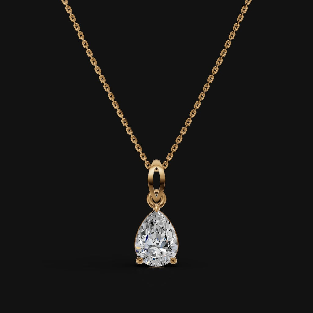 925 Sterling Silver Pear Shape Moissanite Diamond Pendant