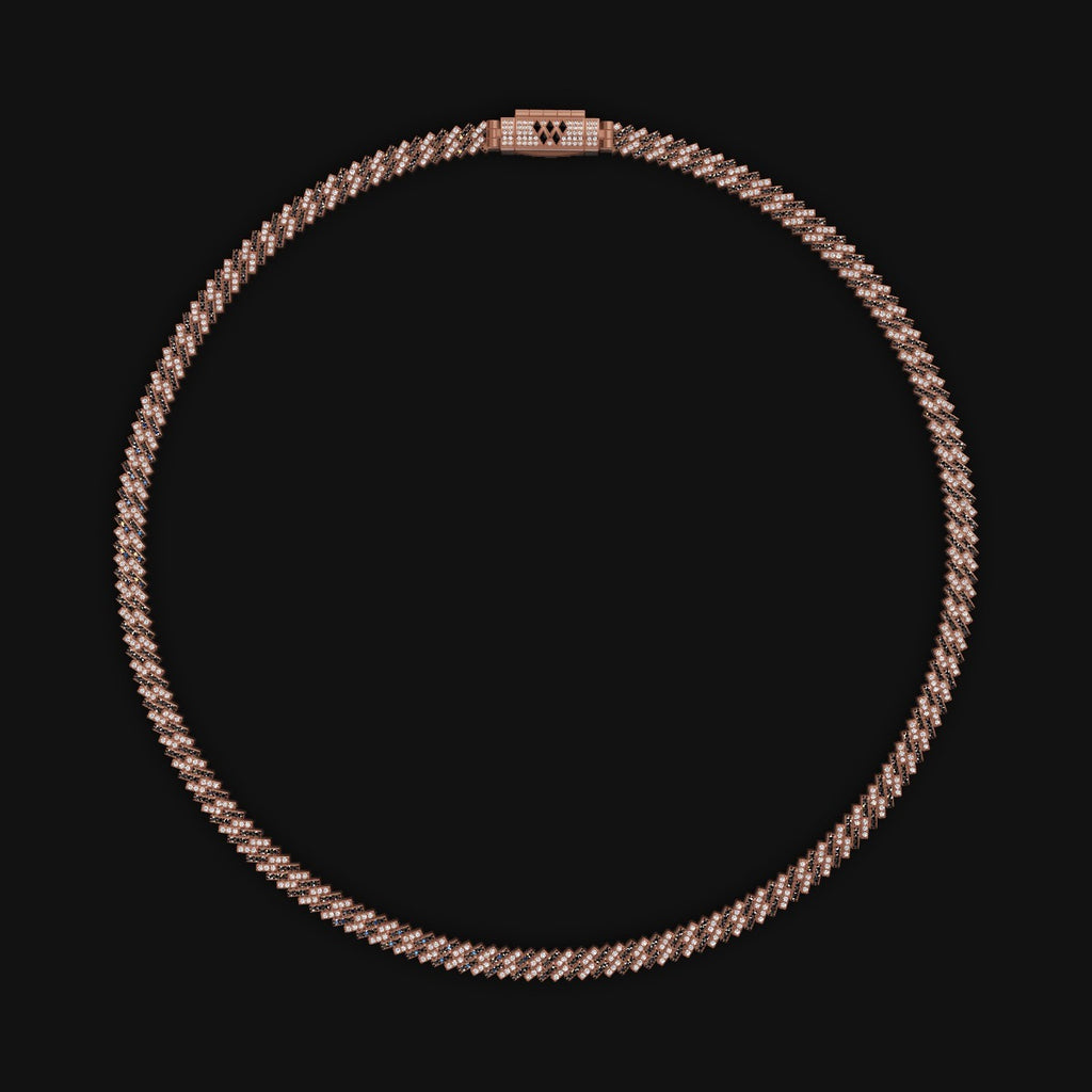 6MM 925 Sterling Silver Moissanite Diamond Black & White Cuban Chain