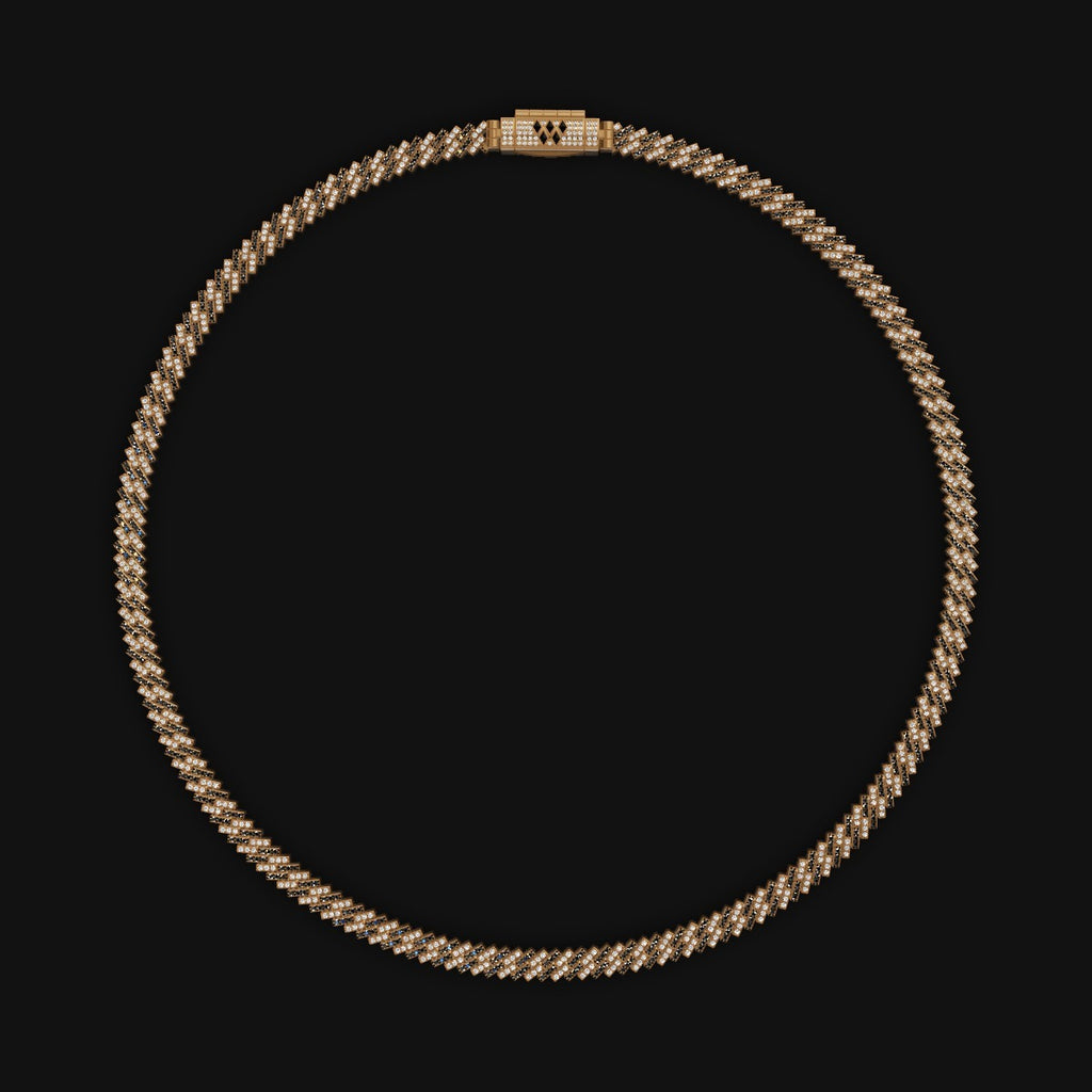 6MM 925 Sterling Silver Moissanite Diamond Black & White Cuban Chain