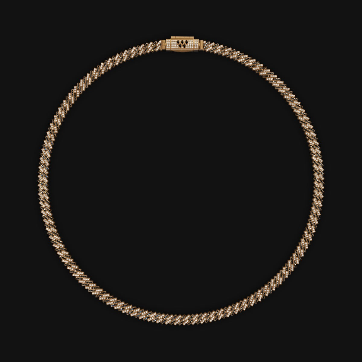 6MM 925 Sterling Silver Moissanite Diamond Black & White Cuban Chain