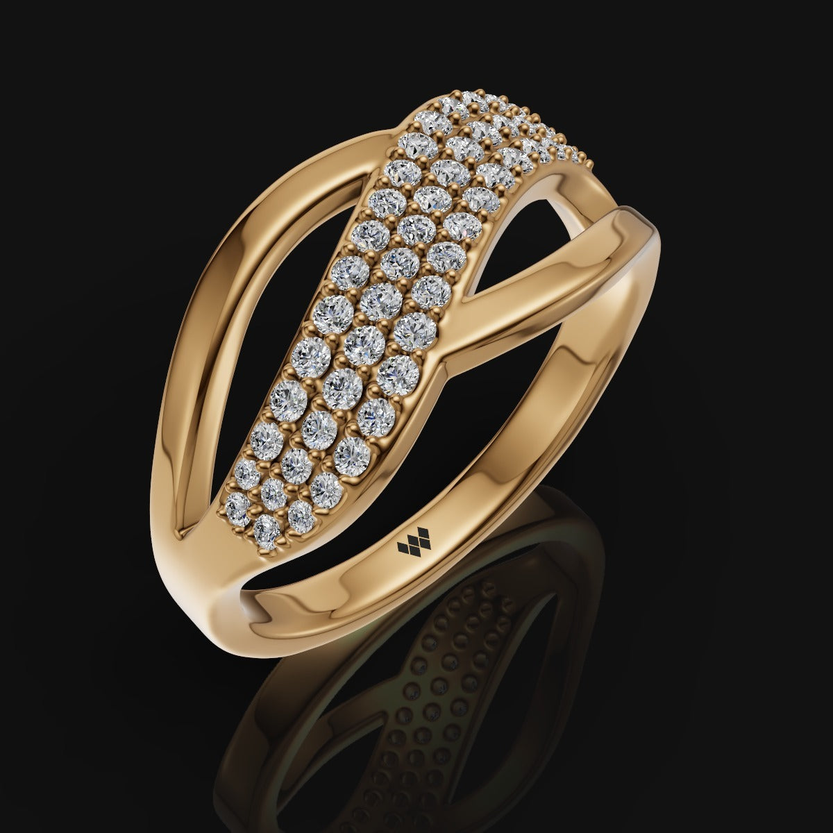 925 Sterling Silver Crossover Moissanite Diamond Ring