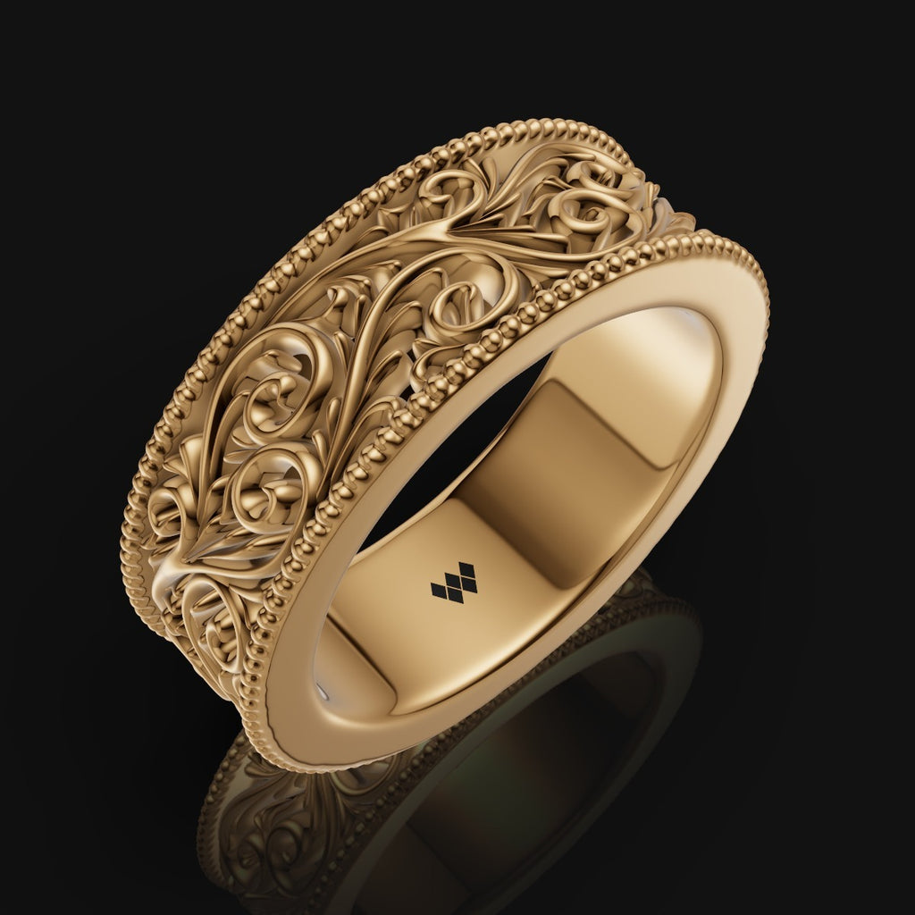 925 Sterling Silver Vintage Engraved Band Ring