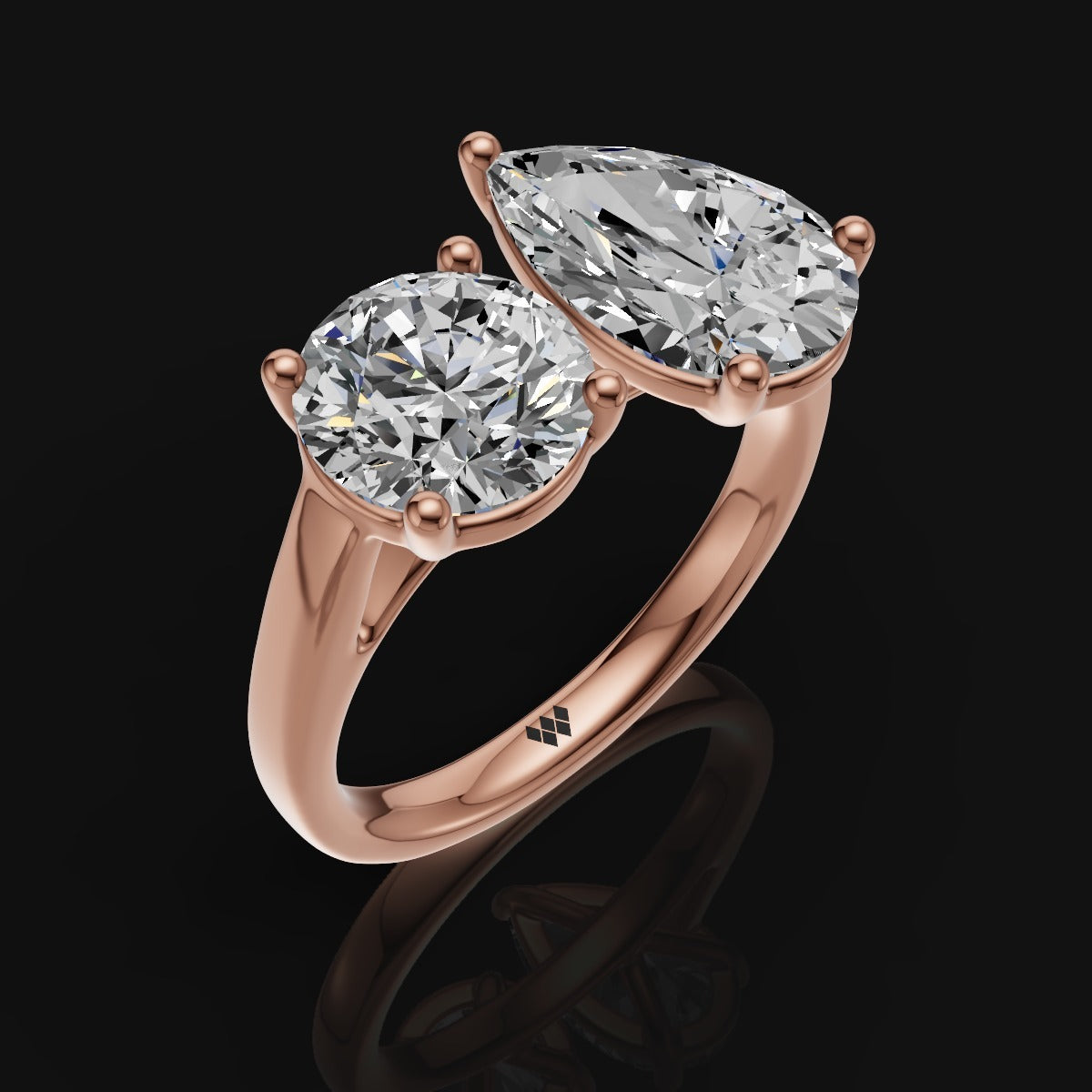 925 Silver Dual-Stone Moissanite Ring – Pear & Round Cut