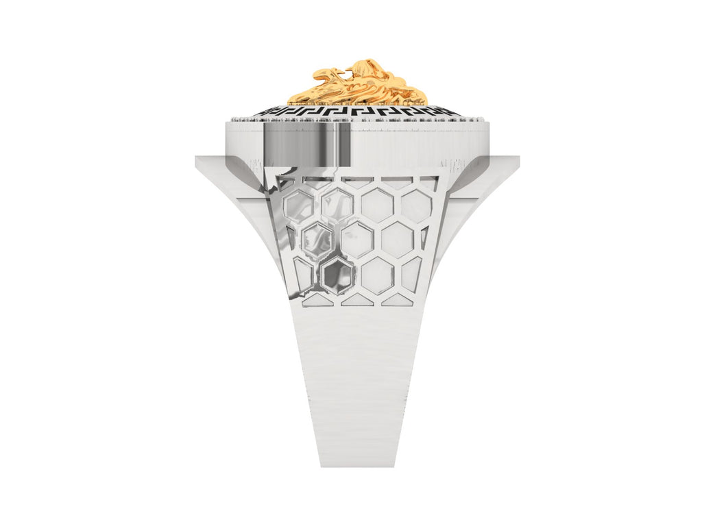 Solid Gold  And 925 Sterling Silver Gold Moissanite Diamond Bulky Lion Ring