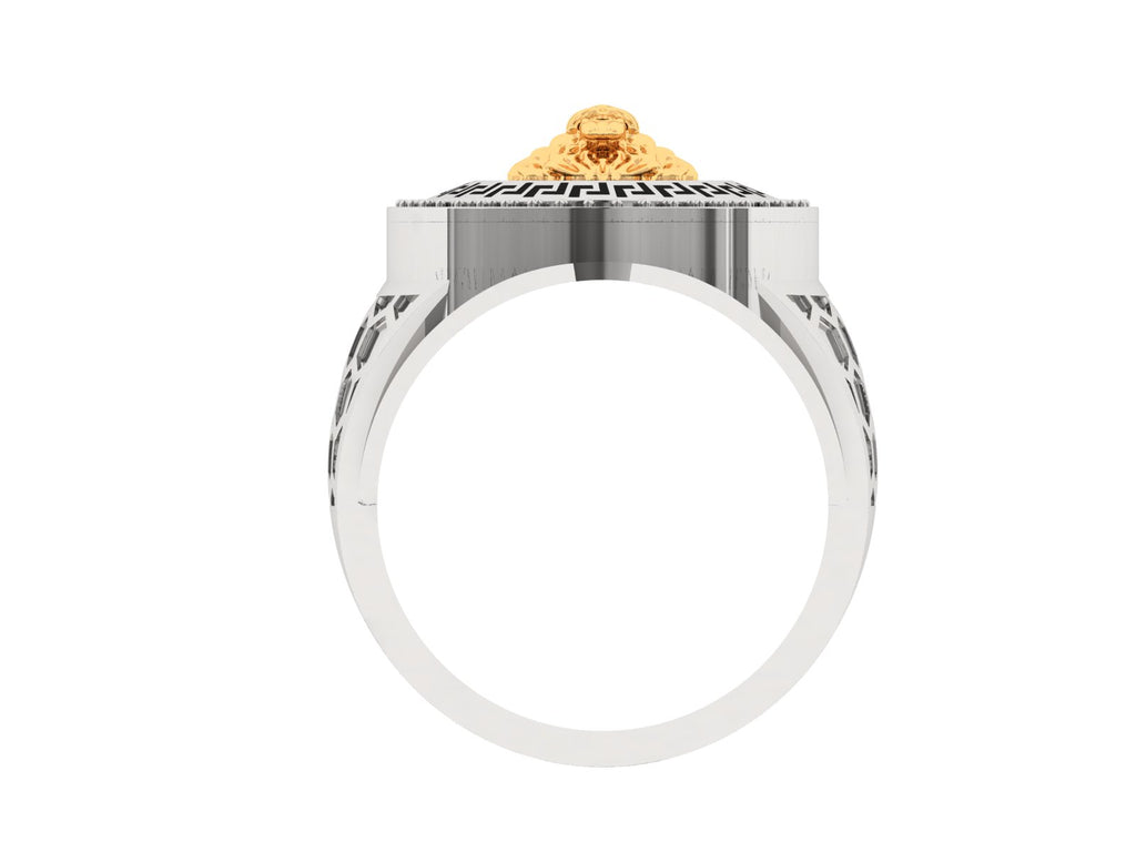 Solid Gold  And 925 Sterling Silver Gold Moissanite Diamond Bulky Lion Ring