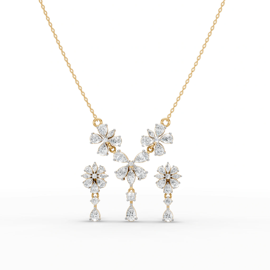 Floral Pear Drop Diamond Necklace