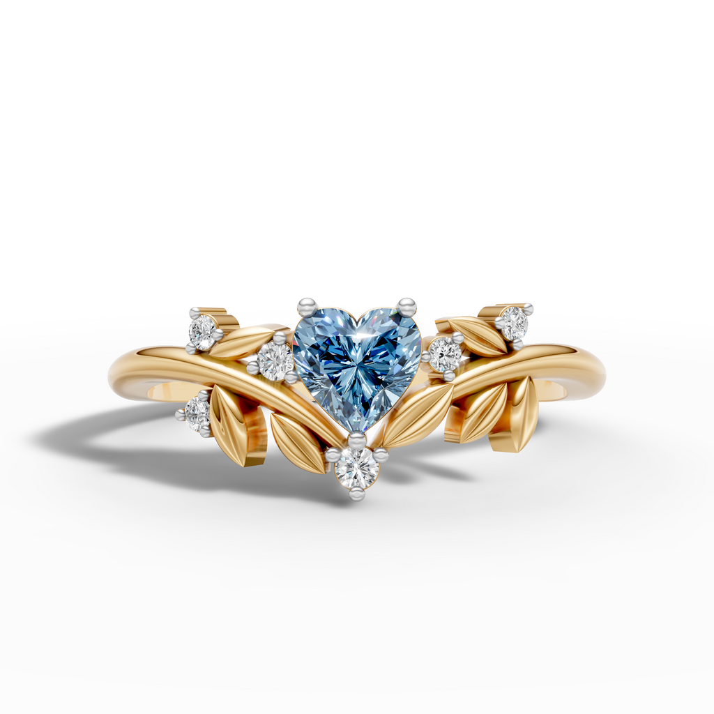 Blue Heart Leaf Ring