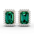 Emerald Cut Green Halo Earring  (1 Pair)