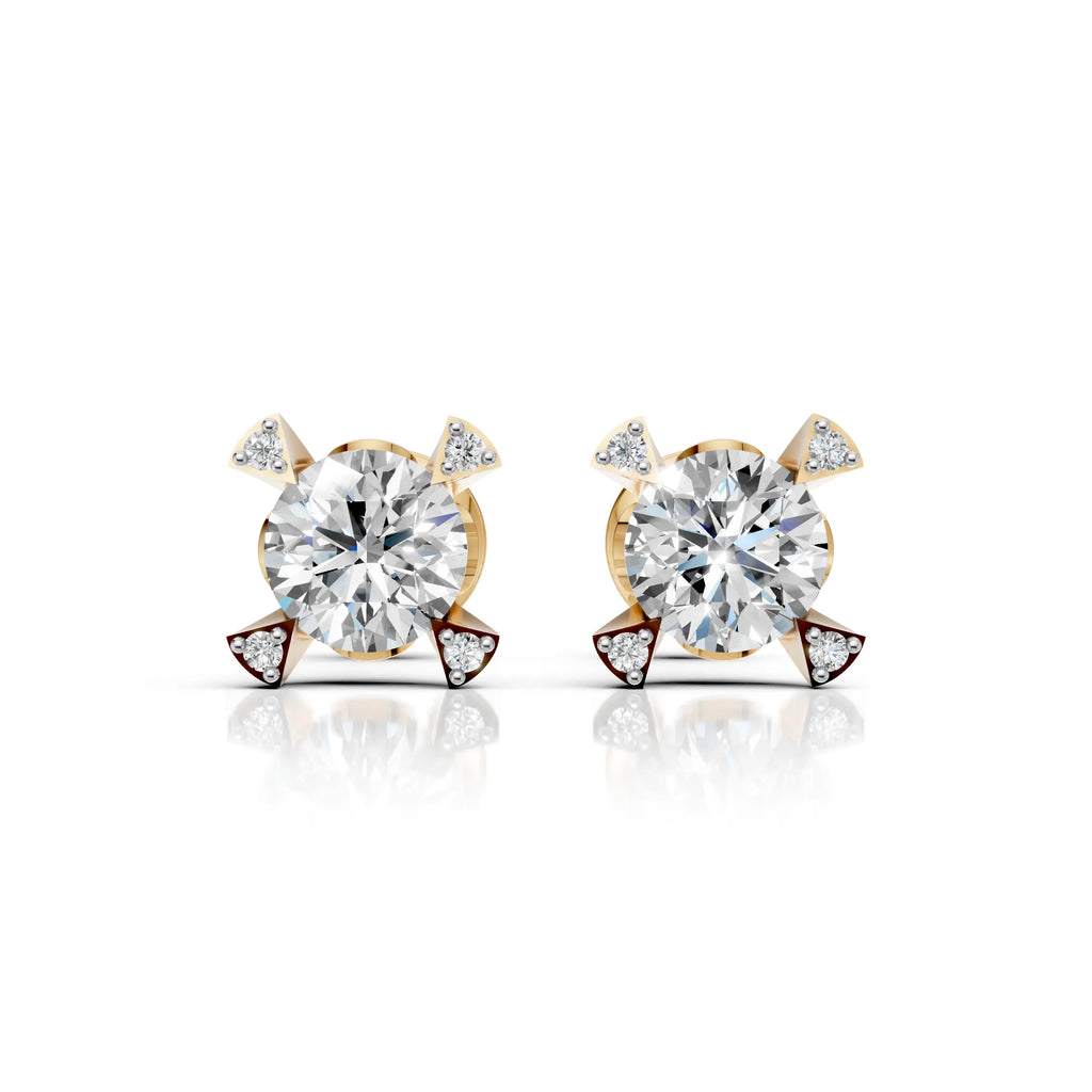 Solitaire Diamond Four Corner Earring