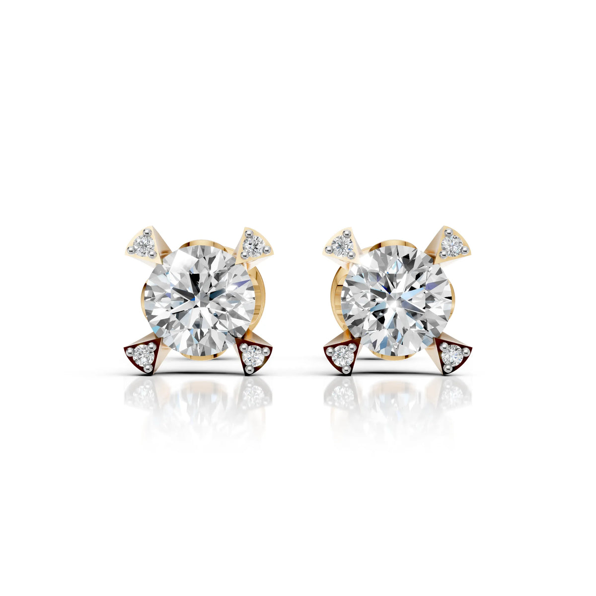 Solitaire Diamond Four Corner Earring