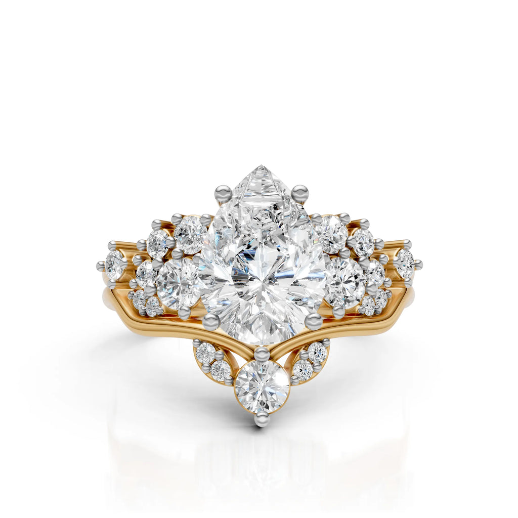Pear Solitaire Diamond Bridal Ring Set