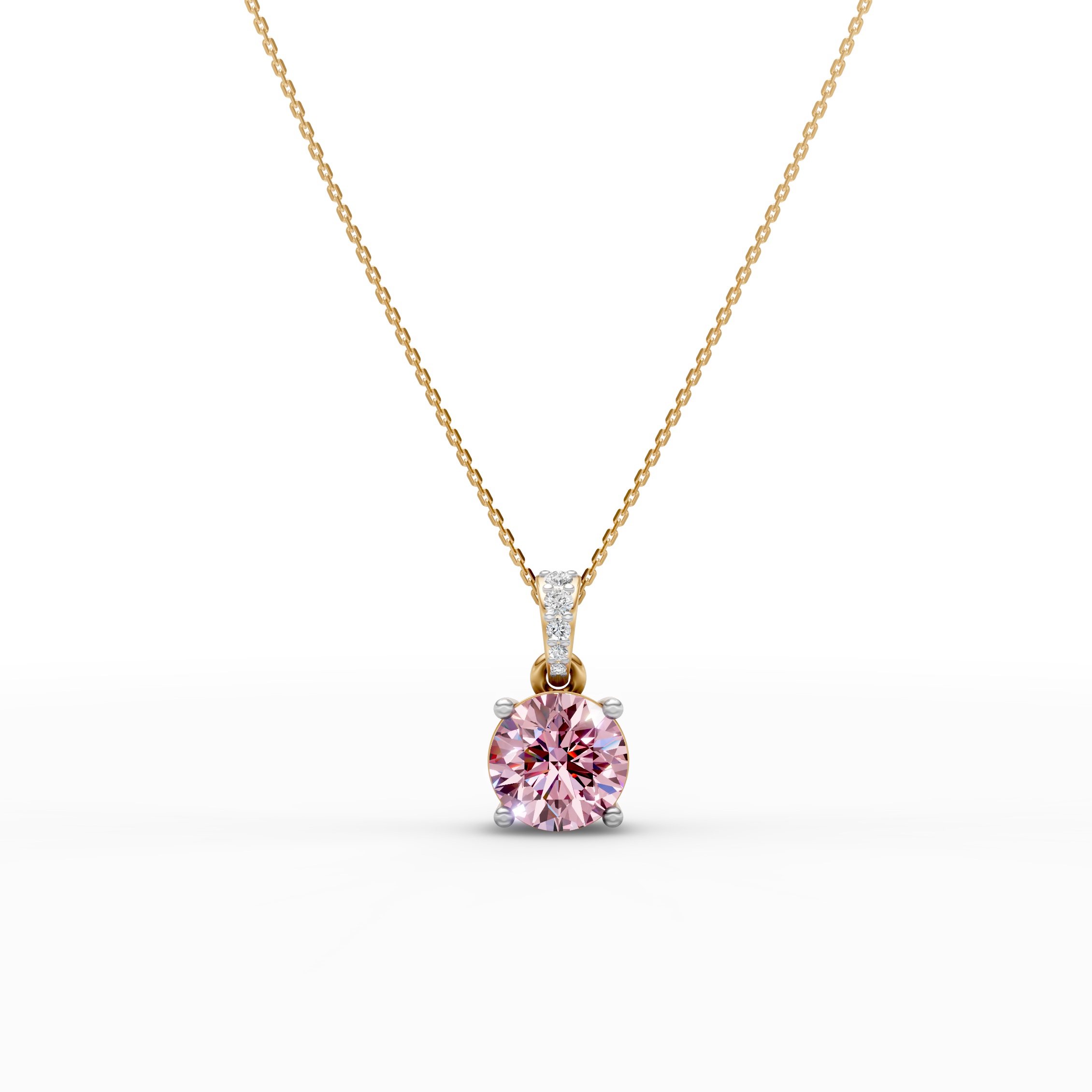 2 CT Pink Portuguese CutPendant With Chain