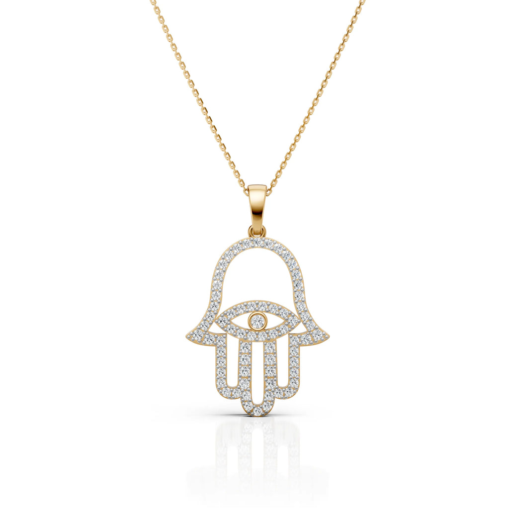 Luxury Diamond Hamsa Hand Pendant