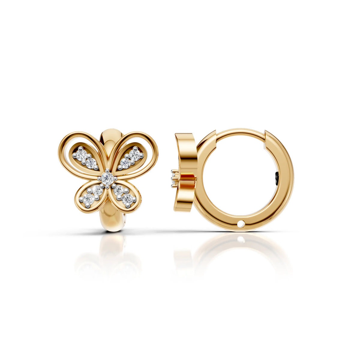 Diamond Butterfly Huggie Hoop Earrings